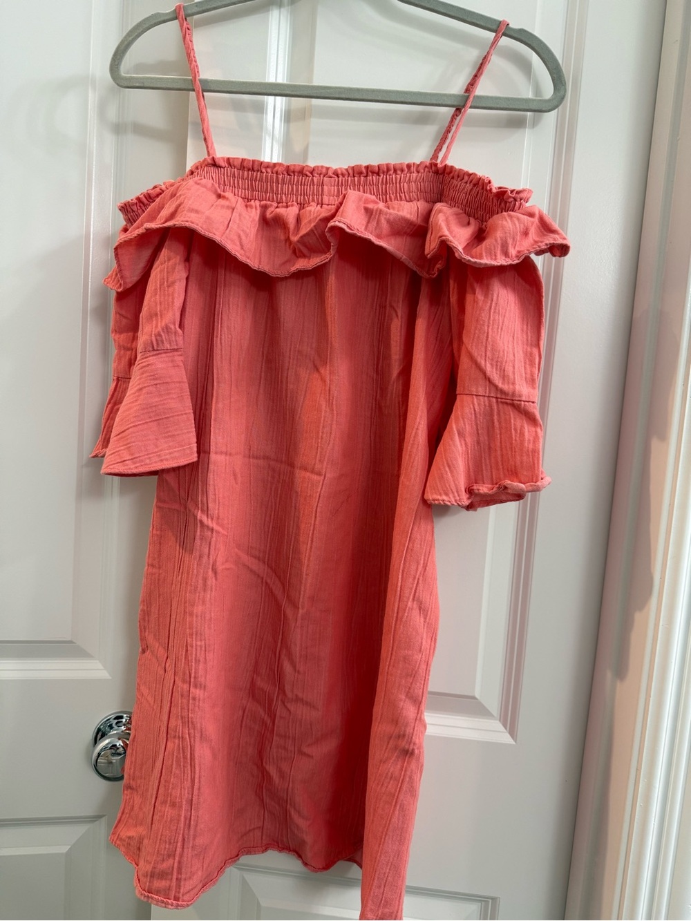 ViVi By Violet Weekend Coral Pink Off Shoulder Dress Women's Size S Cotton